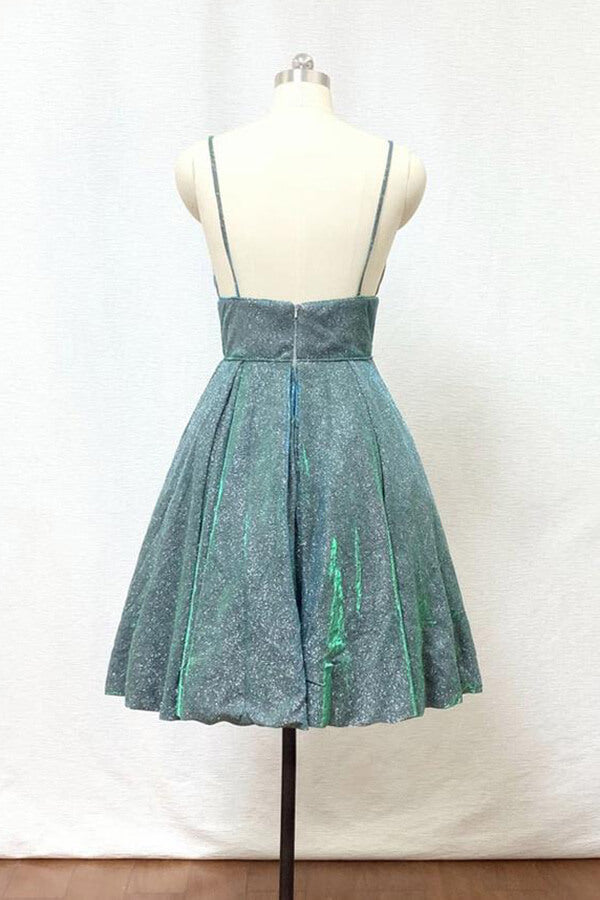 Silver Green Spaghetti Straps Homecoming Dress, SH554 | Simidress Silver Green Spaghetti Straps Homecoming Dress, SH554 | Simidress