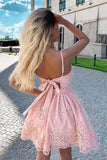 Blush Pink Lace Spaghetti Straps Homecoming Dresses, SH555 | homecoming dresses | short prom dresses | prom dresses | short homecoming dresses | cheap homecoming dresses | Simidres.com