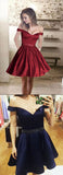 A line Off Shoulder Homecoming Dress,Satin Cheap Short Prom Dresses, SH81