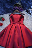 Red Simple Satin Homecoming Dress,Cheap Short Prom Dresses for Girls, SH84