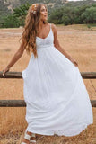 Simple Lace A-Line Backless Scoop Beach Wedding Dresses, SW370 | lace wedding dresses | beach wedding dresses | cheap wedding dresses | white wedding dresses | simple wedding dresses | bridal gowns | wedding dress | wedding dresses online | boho wedding dresses | Simidress.com