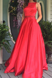 Elegant Red A-line Open Back Long Prom Dresses Evening Dress online, SP341