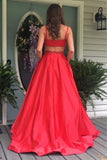 Elegant Red A-line Open Back Long Prom Dresses Evening Dress online, SP341|simidress.com