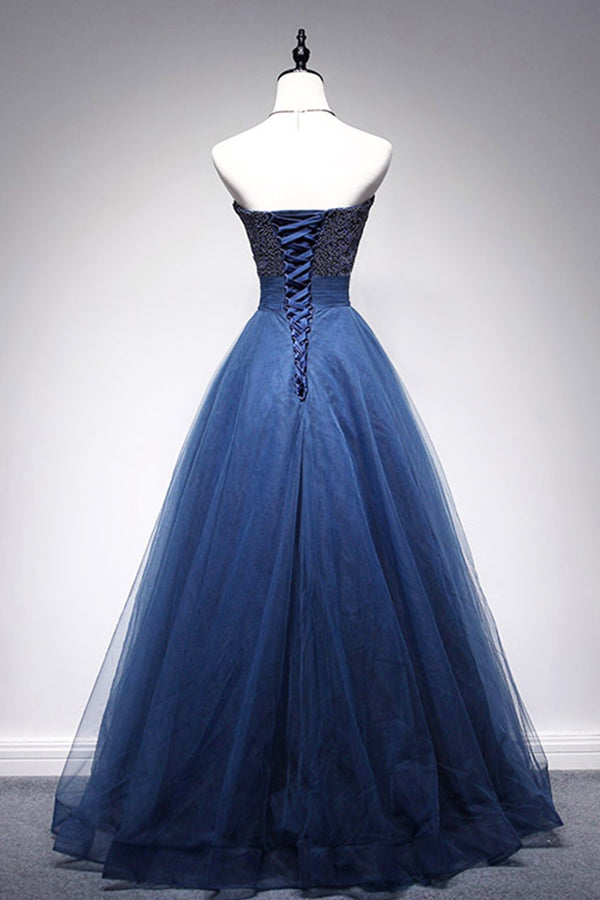 Gorgeous Tulle A Line Beaded Sweetheart Long Prom Dresses Formal Dress, SP343|simidress.com