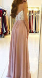 simidress.com offer Dusty Rose Spaghetti Straps Lace Bodice Long Prom Dresses with Slit, SP349