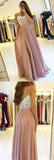 Buy Dusty Rose Spaghetti Straps Lace Bodice Long Prom Dresses with Slit, SP349 from simidress.com