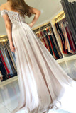  Chiffon Off the Shoulder Beaded Lace Long Prom Dresses Evening Gowns, SP352|musebridals.com