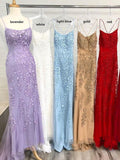 Sky Blue Mermaid Spaghetti Straps Backless Long Prom Dresses Formal Dress, SP356 from www.simidress.com