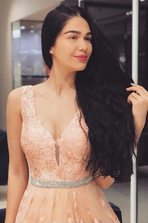 Simidress.com offer Orange Vintage Lace Floral Deep V Neck A-Line Long Prom Dresses Party Dresses, SP373