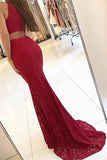 Simidress.com offer Burgundy Mermaid High Neck Tight Long Prom Dresses Evening Dresses, SP384