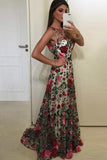 Simidress.com offer Fabulous Scoop A-line Lace Rose Floral Embroidery Long Prom Dresses, SP389