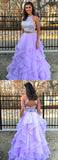 Simidress.com offer Beautiful Lilac Organza Two Piece Halter Floor-length Long Prom Dress, SP391