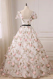 Simidress.com offer Unique A-line V-neck Ball Gown Floor-length Floral Lace Long Prom Dresses, SP396