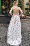 simidress.com offer Charming A-line V-neck Spaghetti Straps Floral Long Prom Dresses, SP416