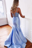 Simidress.com offer Blue Two Pieces Mermaid Spaghetti Straps Lace Up Prom Dresses, SP419