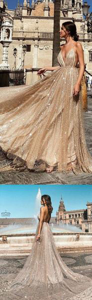 simidress.com offer Sparkly Sequin Spaghetti Straps Shinning Unique Long Gorgeous Prom dresses, SP424