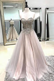 Fabulous A-line Spaghetti Straps Sweetheart Tulle Prom Dress with Beading, SP434
