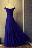 Charming Royal Blue A-line Off-the-shoulder Lace Prom Dress Party Dresses, SP435 at simidress.com