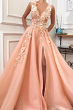 Gorgeous A-line V-neck Tulle Prom Dresses Evening Dress with Flower, SP436