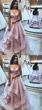 simidress.com offer Elegant Pink Tulle A-Line Ruffle Spaghetti Straps Sleeveless Prom Dresses, SP453