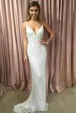 simidress.com offer Charming Sparkly Mermaid Spaghetti Straps V-neck Sequins Prom Dresses, SP456