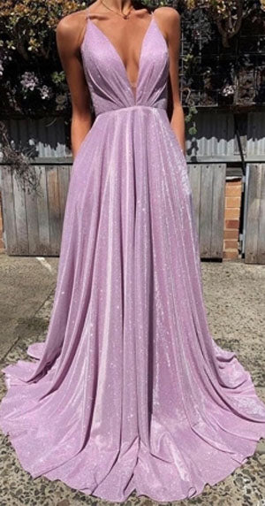 simidress.com offer Charming Simple Spaghetti-Straps A-line V-neck Prom Dresses with Sequins, SP468