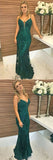 www.simidress.com sell Elegant Green Mermaid Spaghetti Straps Beaded Prom Dress with Appliques, SP469