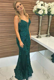 simidress.com offer Elegant Green Mermaid Spaghetti Straps Beaded Prom Dress with Appliques, SP469