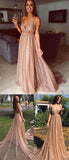 Fabulous Sparkly Lace Spaghetti Straps V-neck Prom Dresses Formal Dress, SP479|www.simidress.com