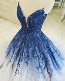 www.simidress.com | Elegant Royal Blue Ombre A-line Sweetheart Prom Dresses With Appliques, SP524
