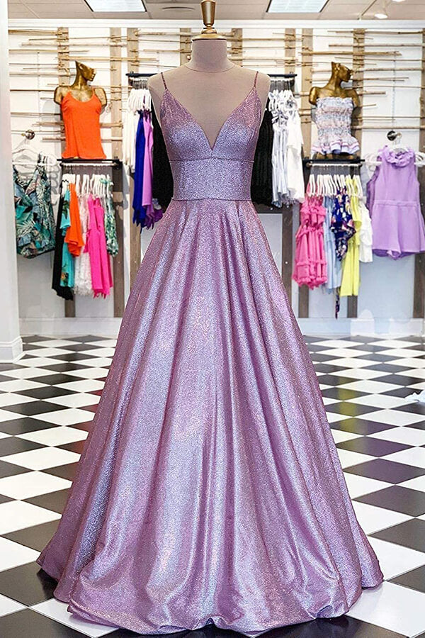 Lavender Puff Sleeves Pleated Prom Dress Princess Long Party Dress –  vivymakudress