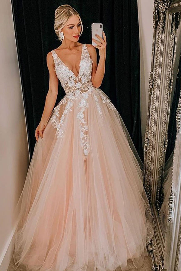 strapless open back dress Baby Pink Tulle Prom Dress Sweetheart Corset – Lisposa main image 0
