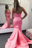 www.simidress.com offer Elegant Hot Pink Satin Mermaid Long Prom Dress with Strapless Neckline, SP593
