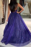 Simidress.com supply Beautiful Royal Blue Sparkling Tulle A-line Satin Top Long Prom Dress, SP601