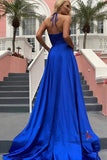 Simple Royal Blue A-line V-Neck Long Prom Dresses, SP646 | Simple prom dresses | satin prom dresses | prom dresses long | evening dresses | formal dresses | prom dresses cheap | party dresses | prom dresses store | Simidress.com