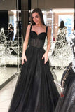 Black A-line Sleeveless Spaghetti Straps Long Prom Dresses, Evening Dresses, SP656 | party dresses | formal dresses | evening dresses | long prom dresses | Simidress.com