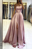Simple Stretch Satin A-Line Scoop Split Long Prom Dress, Evening Gowns, SP688 | long prom dresses | simple prom dresses | evening dresses | www.simidress.com