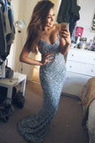 Fabulous Mermaid Long Spaghetti Prom Dress with Beading Appliques,SVD334