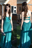 Long Prom Dress Blue Ruffles Backless Prom Dress Evening Gowns, SIMI37