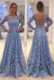 A-line Lace Long Sleeves Prom Dresses,Formal Prom Dresses,Cocktail Prom Dresses,SVD355