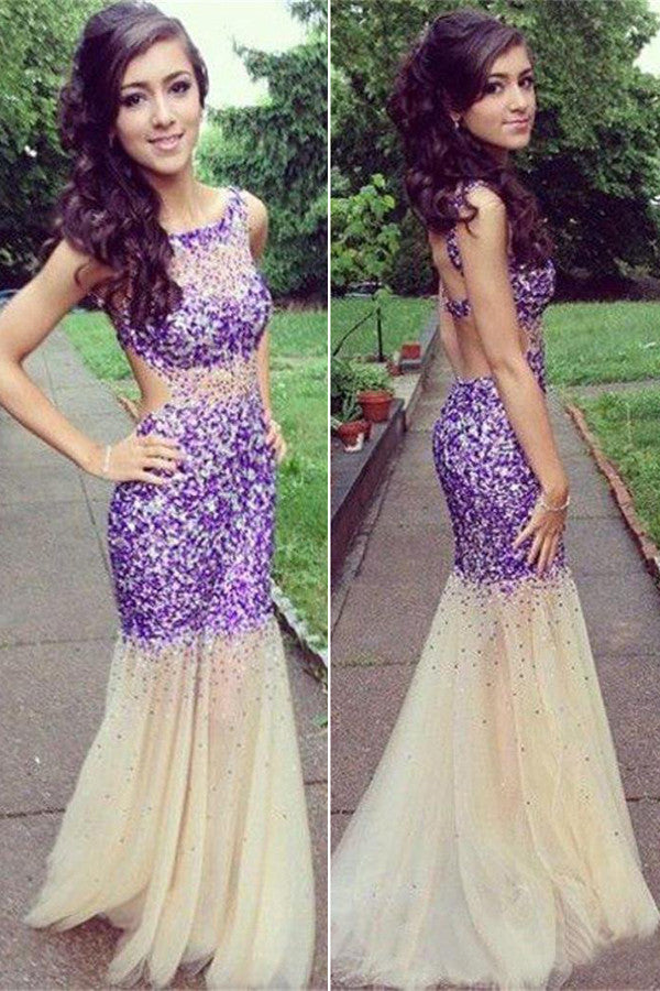 Long Glittering Fashion Mermaid Prom Dresses,Popular Backless Prom Dresses,SVD359