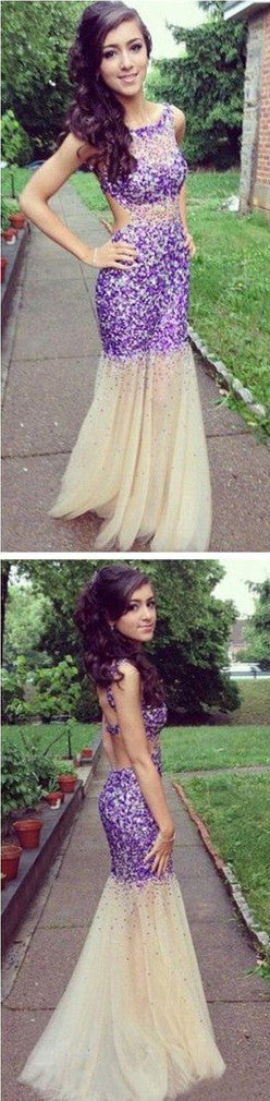 Long Glittering Fashion Mermaid Prom Dresses,Popular Backless Prom Dresses,SVD359