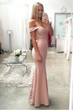 simidress Blush Pink Off Shoulder Mermaid Evening Prom Dresses,Long Lace Party Prom Dress,SVD365