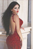 Decent Red Backless Mermaid Prom Dresses,Long Prom Dresses,Party Prom Dresses,SVD389