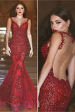 Decent Red Backless Mermaid Prom Dresses,Long Prom Dresses,Party Prom Dresses,SVD389