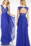 Cheap Prom Dress,Royal Blue Chiffon Prom Dress,A-line Prom Dresses,Evening Dress,SVD392