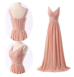 Gorgeous Pearl Pink Prom Dress,V-neck Sweep Train Long Prom Dresses,SVD419