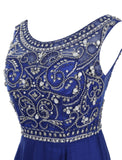 Royal Blue Beaded Prom Dresses,Decent Scoop A-line Sleeveless Prom Dress,SVD420