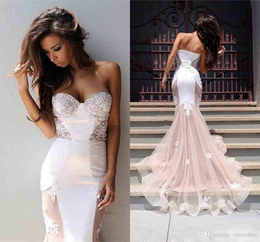 Blush Pink Mermaid Prom Dress,Charming Sweetheart Prom Dresses with Sweep Train,SVD421