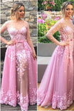 Charming Lavender Floral Long Sleeves Prom Dress,Party Prom Dresses With Appliques,SVD422